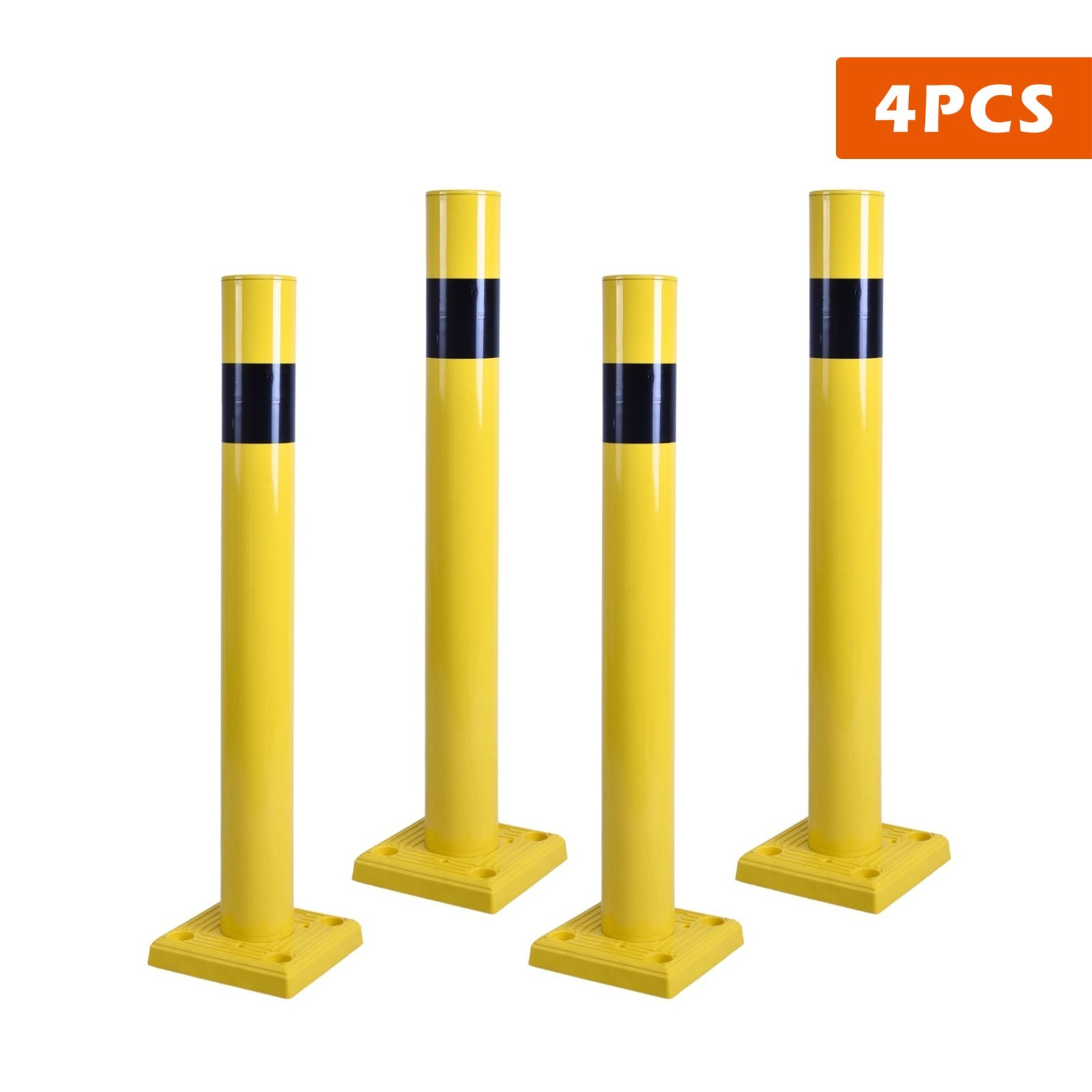 4Pack 4″ SpringBack Safety Bollard Traffic Posts with Base Sidewalk Protection