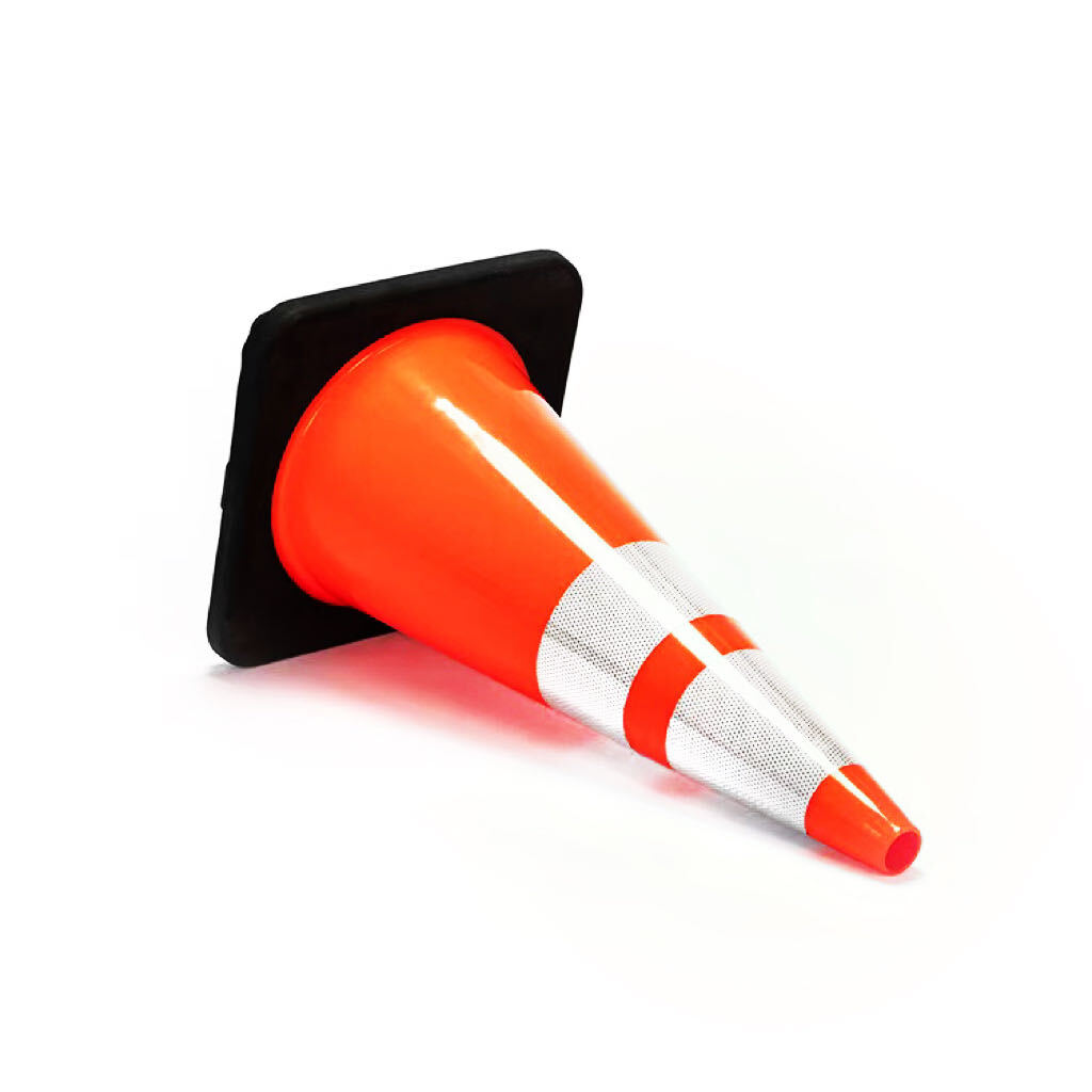 3-24PCS 28″PVC Traffic Safety Cones Black Base Reflective Road Parking cone