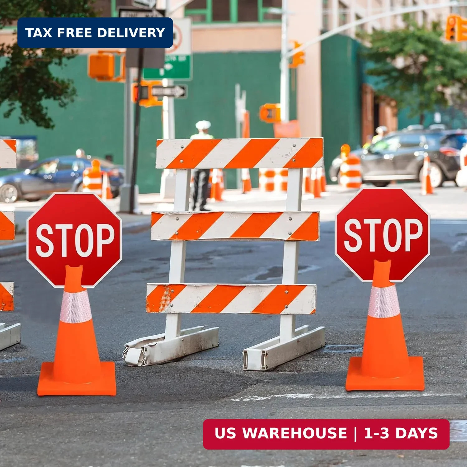 Geetery 6 Pcs Stop Signs 12×12″, Durable PVC Traffic Warning for Cones Double-si