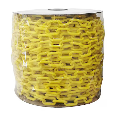 Zoro Select 33Hk97 Plastic Chain, Yellow, Outdoor Or Indoor, 1 1/2 In X 200