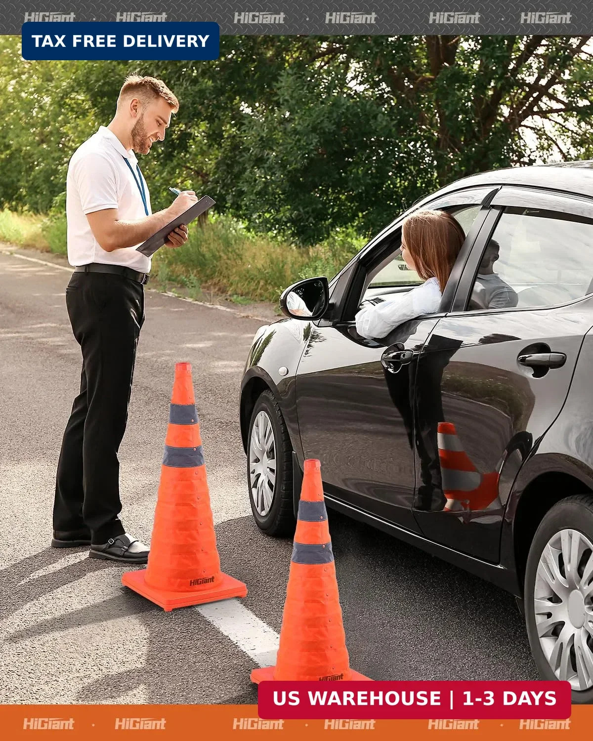HiGiant [4 Pack] Collapsible Traffic Safety Cones 28 Inch, Orange Pop-up Cones w