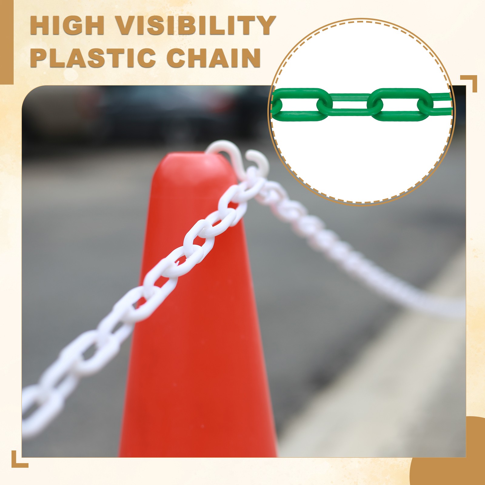 10 Feet Plastic Chain Link Safety Barrier Chain 1×2 Inch Buckle Dark Green