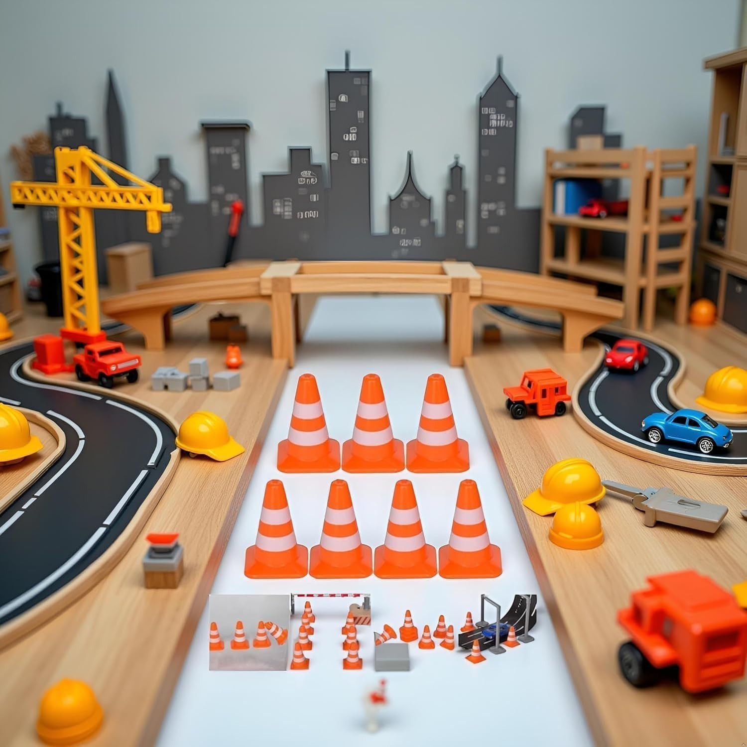 14Pcs Realistic Miniature Traffic Cones for Dollhouse Scenes & Educational Use