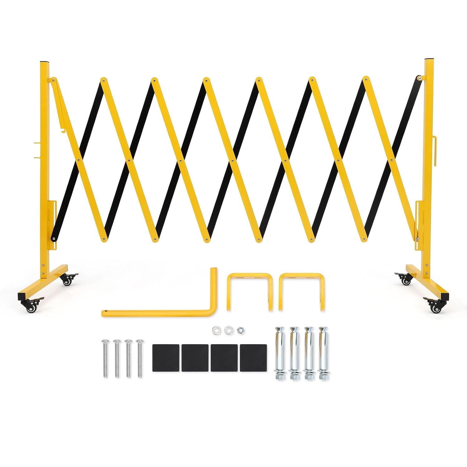 11 ft Outdoor Traffic Barricade Gate Metal Expandable Folding Safety Barrier