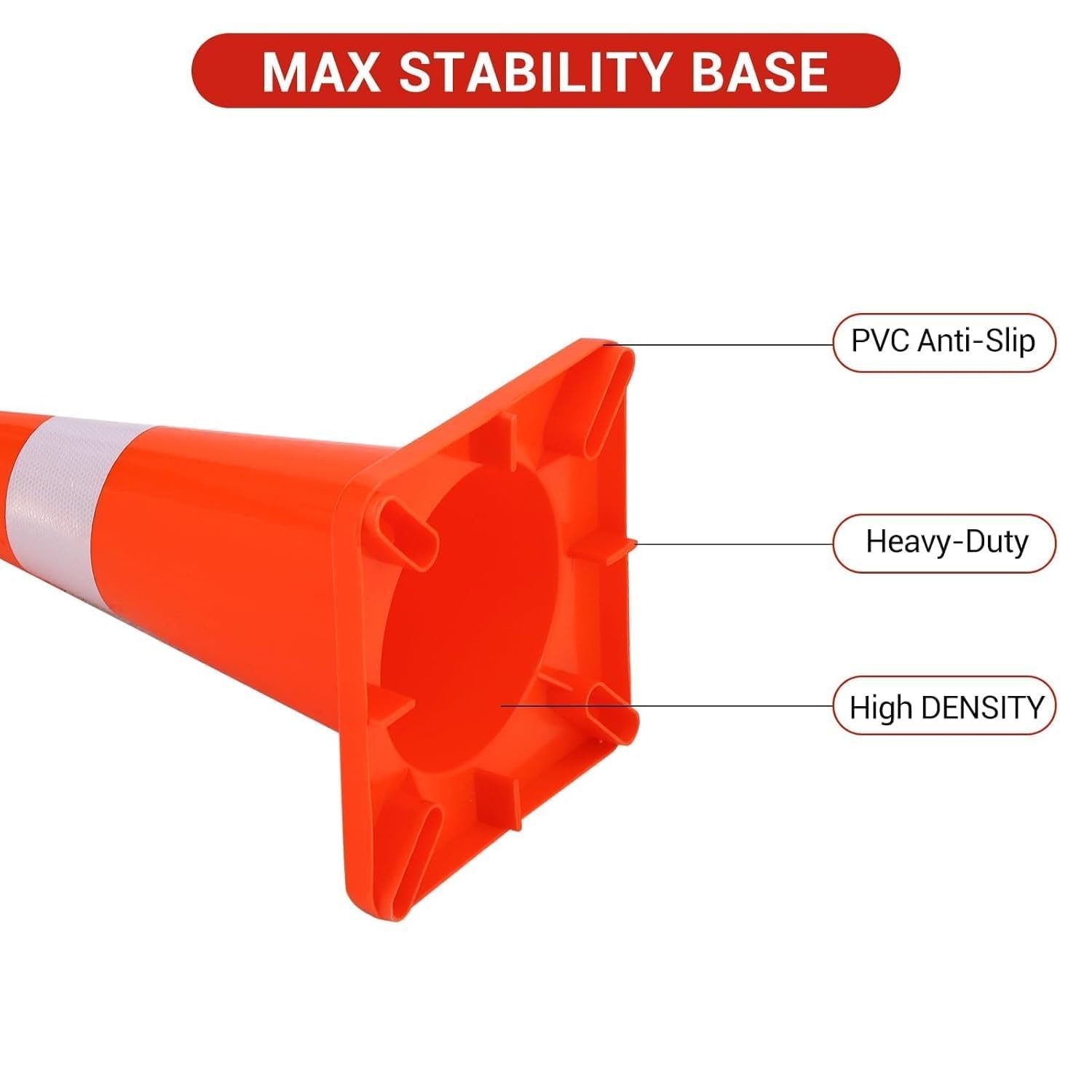 6PCS 18/28″ PVC Traffic Safety Cones Base Reflective Road Parking Cone Orange